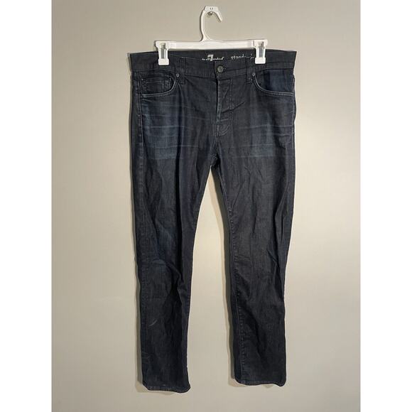 7 for All Mankind Standard Button Fly Men’s Size 33 Dark Wash Straight Leg - Picture 1 of 13